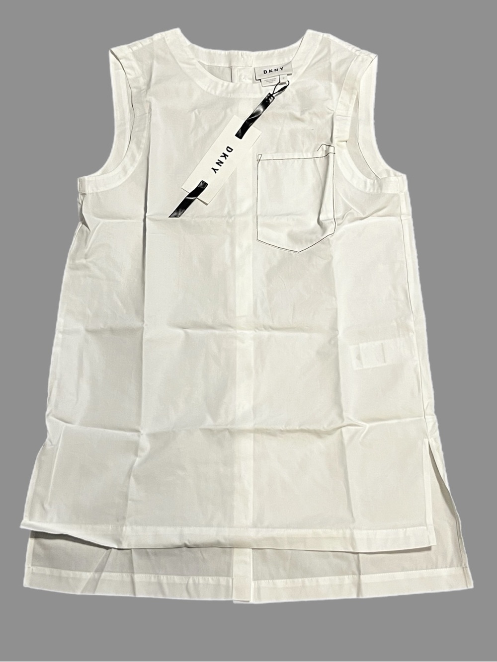 NWT DKNY White Sleeveless Tunic with Chest Pocket